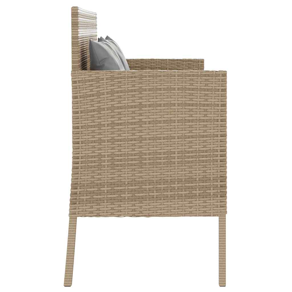 Gartenbank mit Kissen Schwarz Poly Rattan