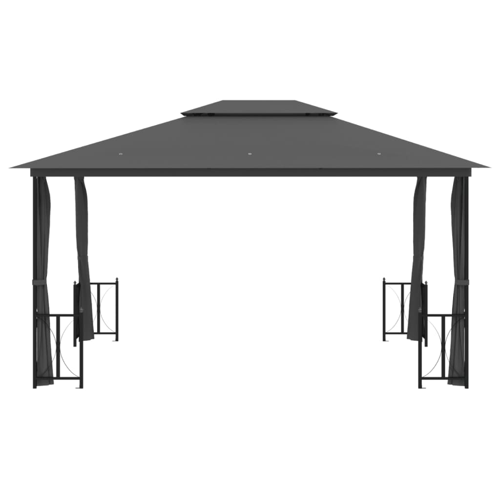 Pavillon mit Seitenwänden & Doppeldach 3x3 m Anthrazit