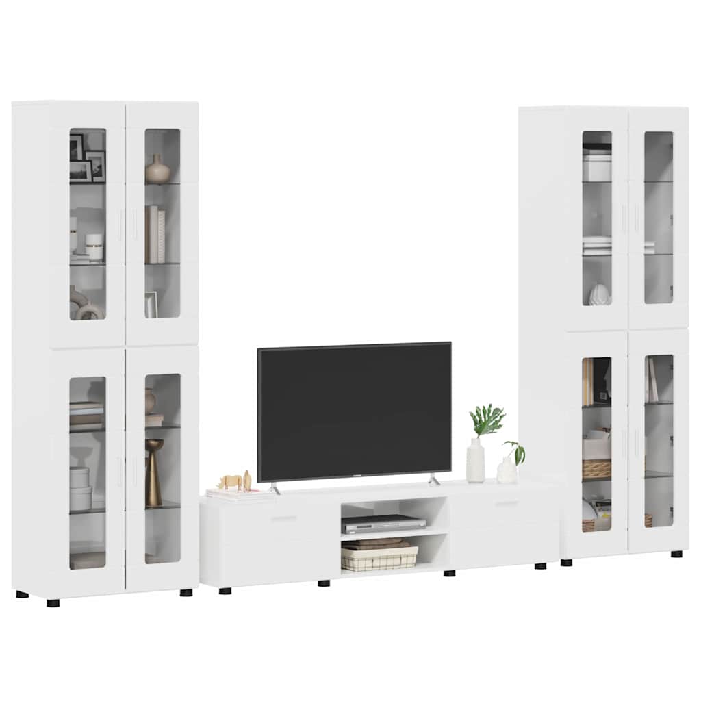Highboard mit Regal FLORIN Weiß 60 x 35 x 182 cm Holzwerkstoff