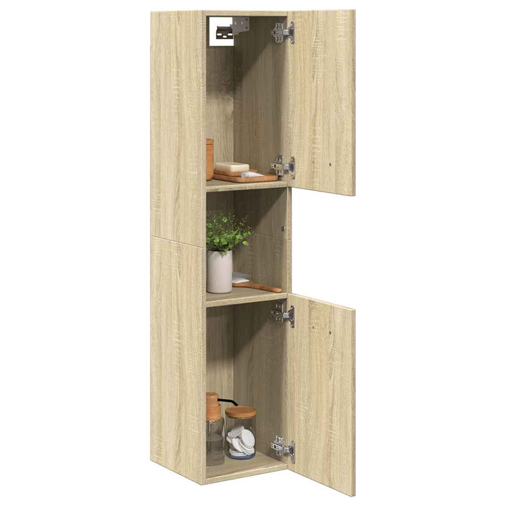 Badezimmerschrank Weiß 30x30x130 cm Holzwerkstoff