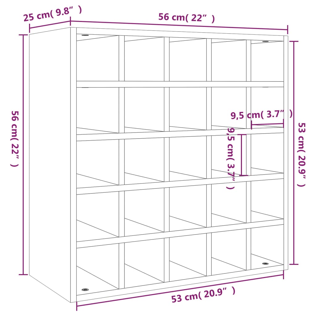Weinschrank 56 x 25 x 56 cm Massivholz Kiefer