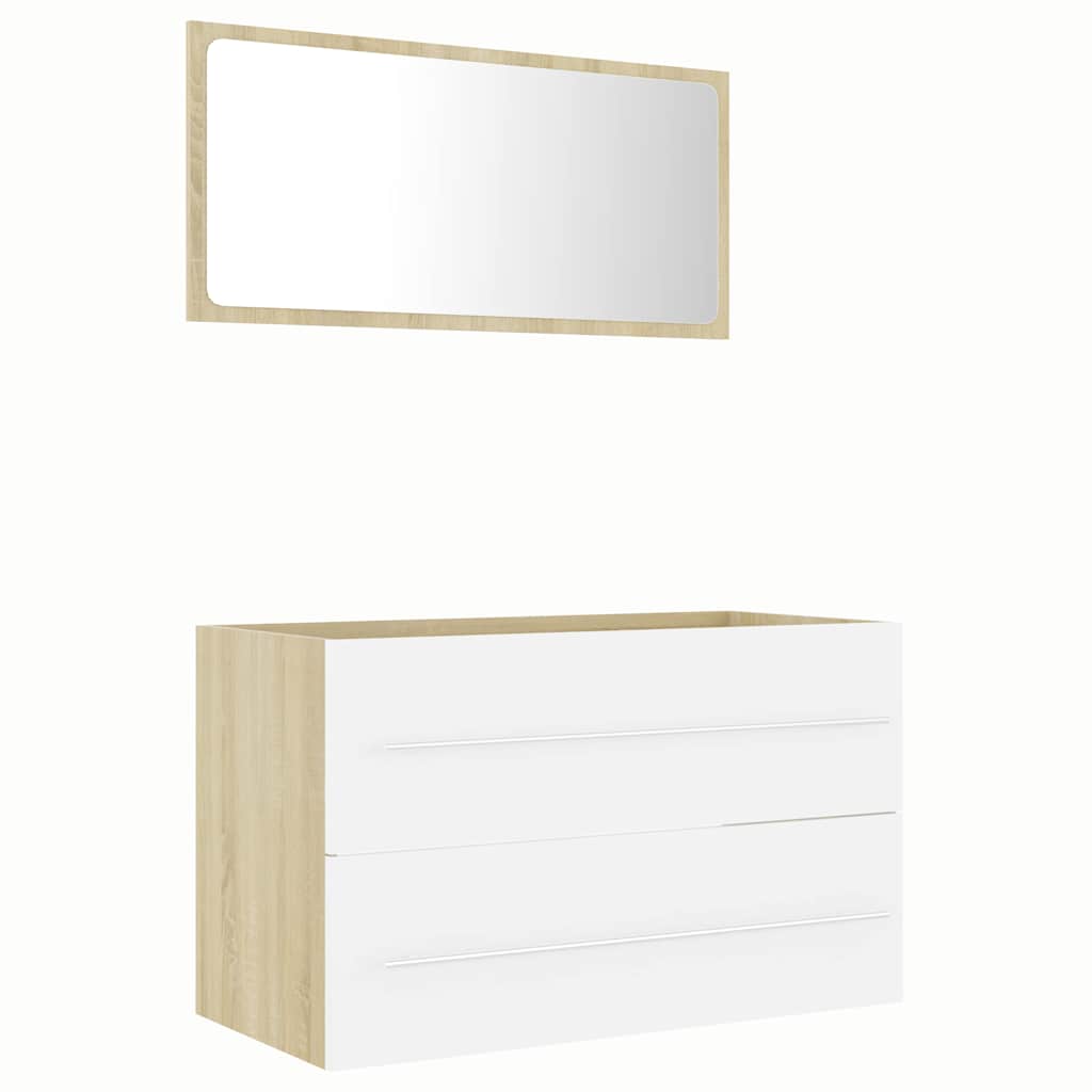2-tlg. Badmöbel-Set Grau Holzwerkstoff