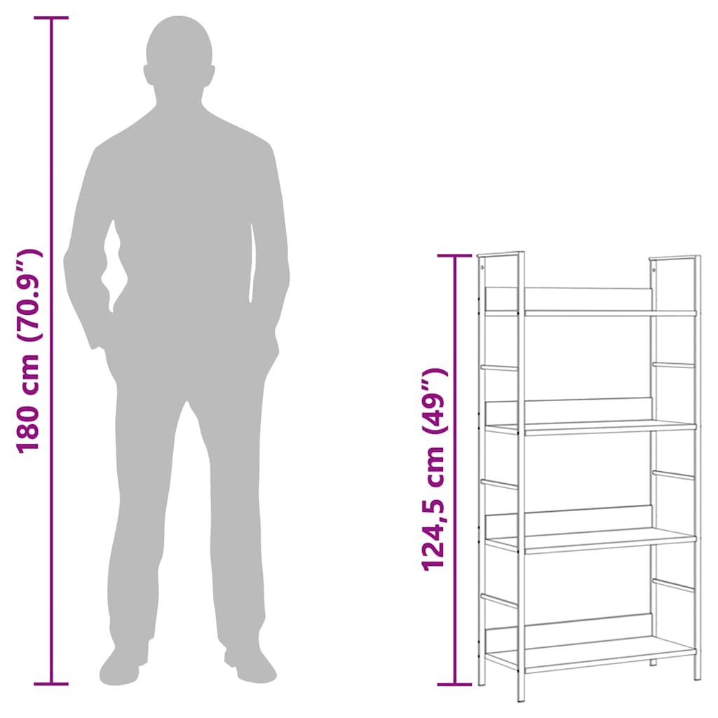 Bücherregal 3 Regalböden Schwarz 60×27,6×90,5 cm Holzwerkstoff