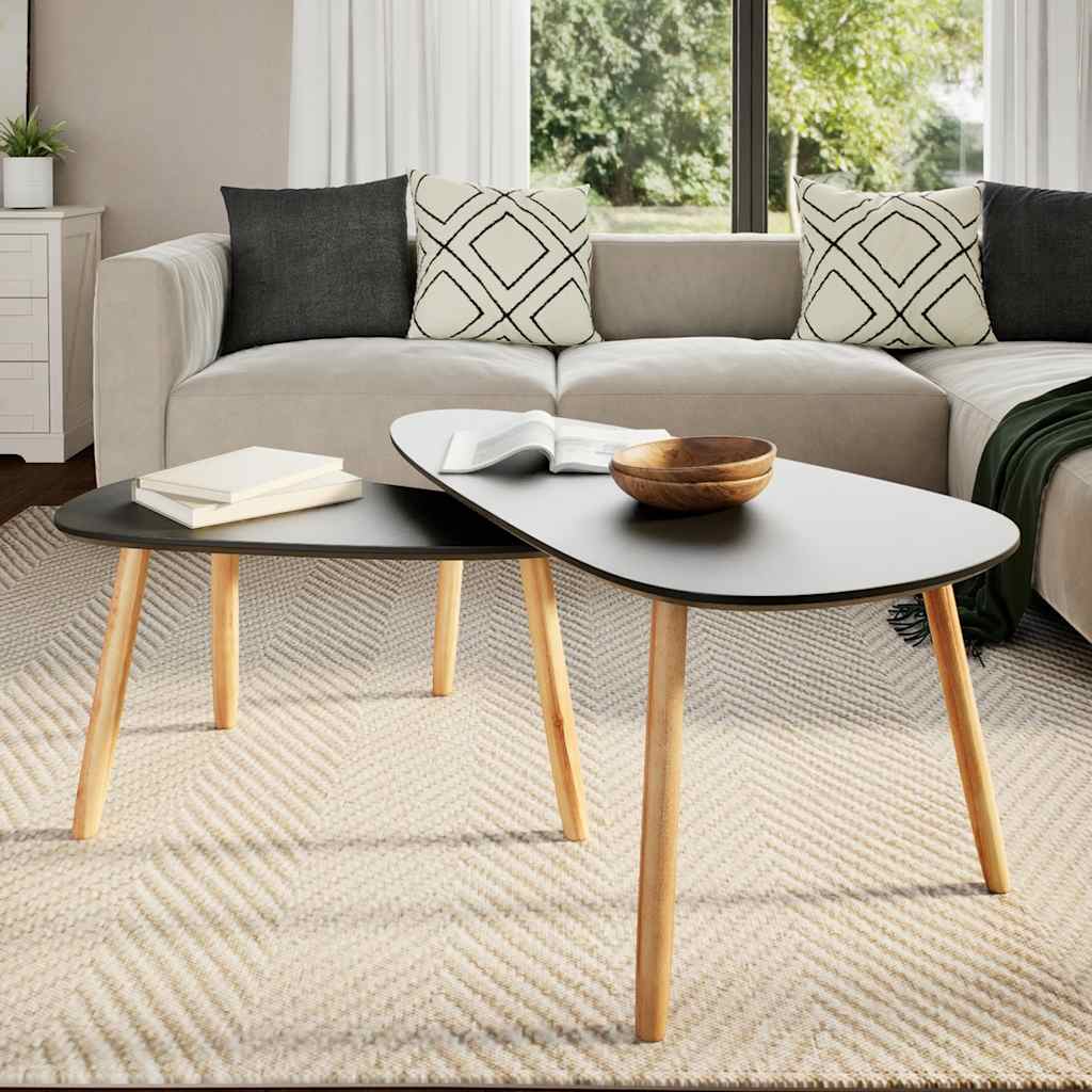 2-tlg. Couchtisch-Set Massivholz Kiefer Weiß