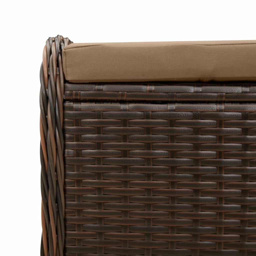 Gartenhocker mit Kissen Schwarz 58x46x46 cm Poly Rattan