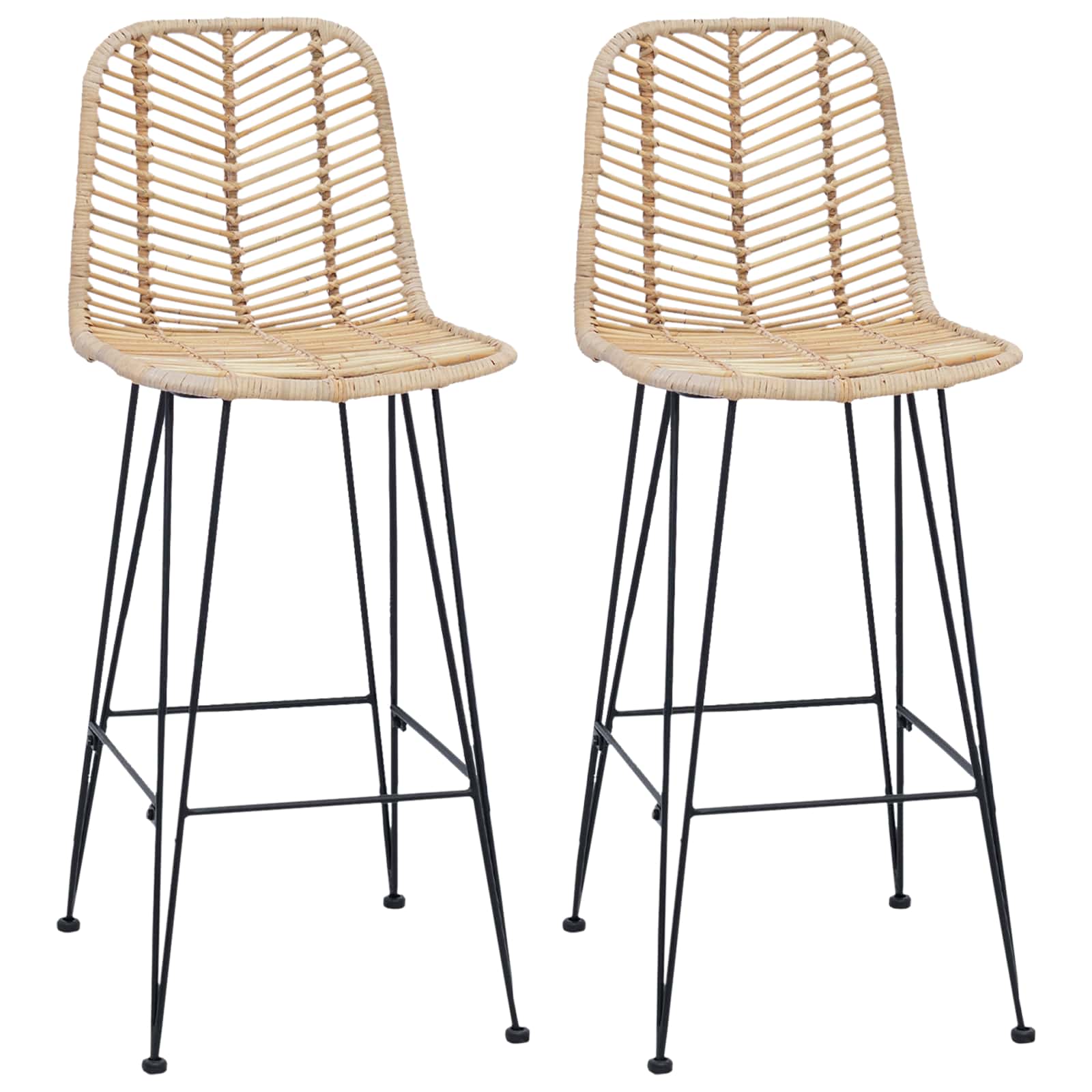 Barstuhl 2 pcs 44,5 x 54,5 x 97,5 cm Rattan und Eisen