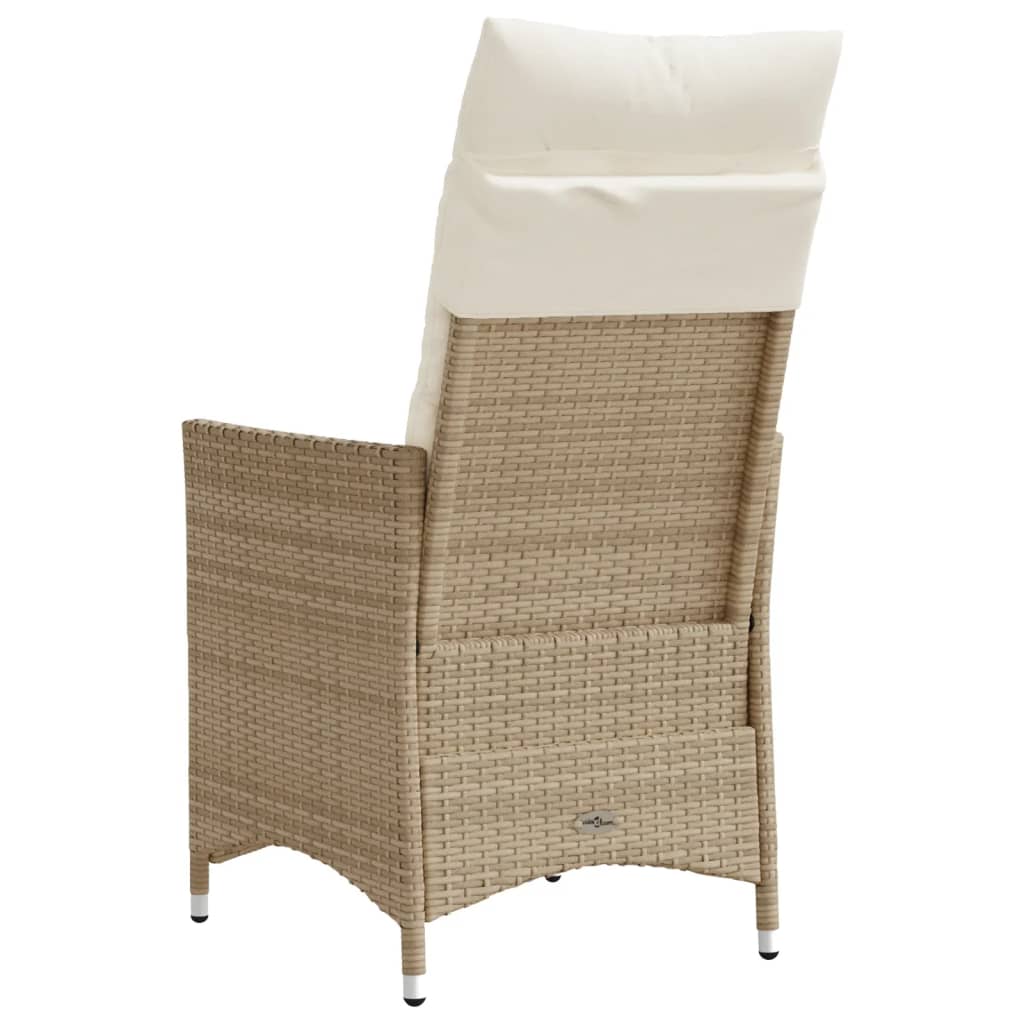 Gartensessel Verstellbar mit Kissen Schwarz Poly Rattan