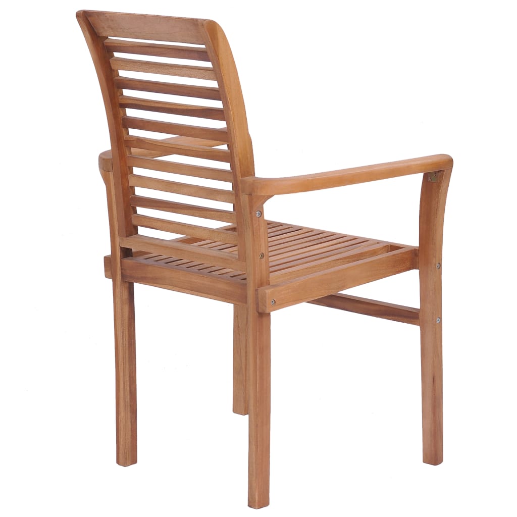 Essstühle 6 Stk. Stapelbar Massivholz Teak