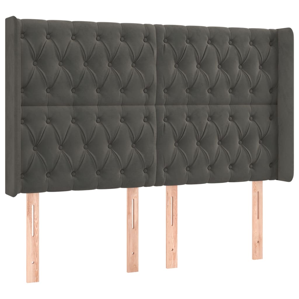 Kopfteil mit Ohren Dunkelblau 93x16x78/88 cm Samt