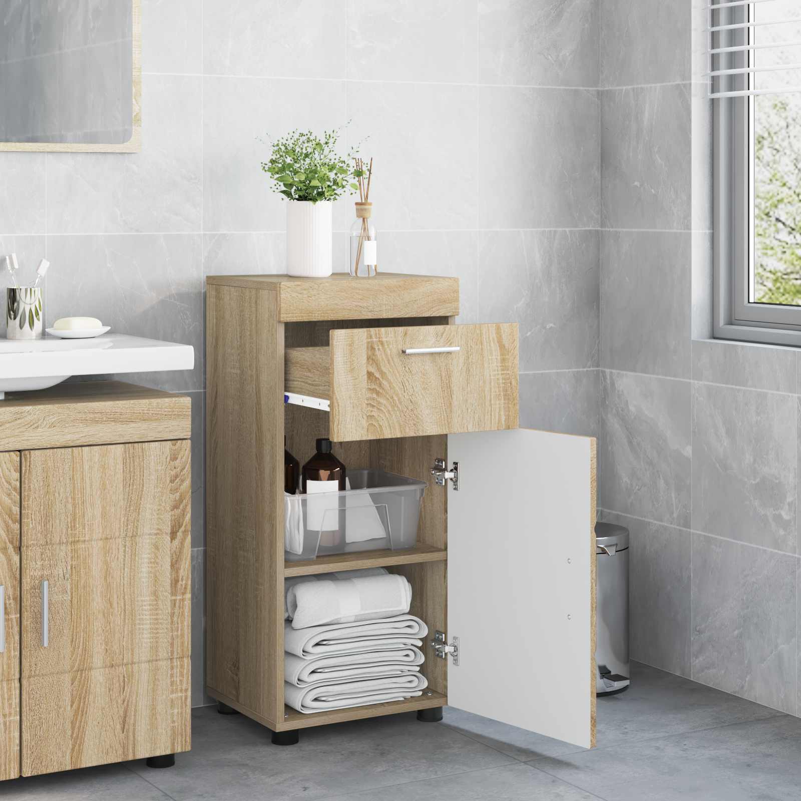 Badezimmermöbel-Set TULUM 2 pcs Weiß 60 x 34 x 63 cm