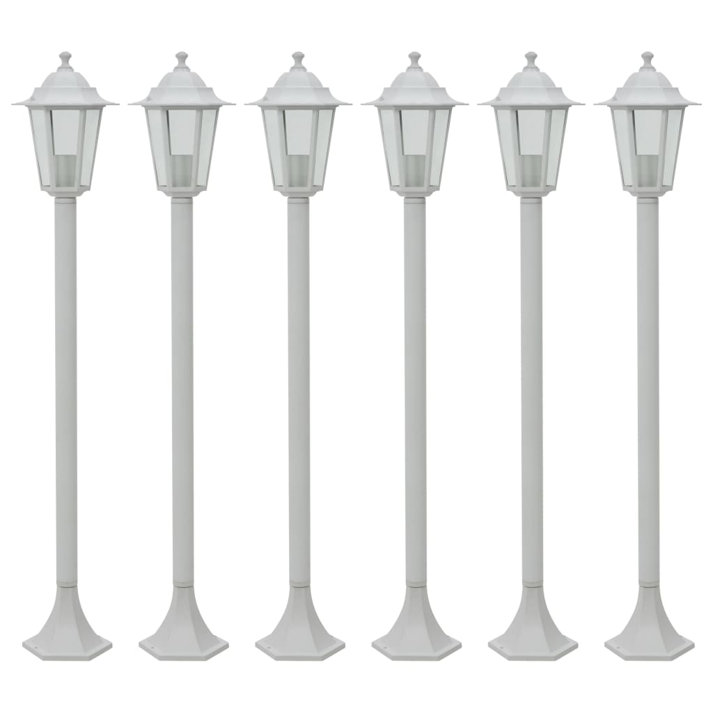 Garten-Pollerleuchte 6 Stk. E27 110 cm Aluminium Dunkelgrün