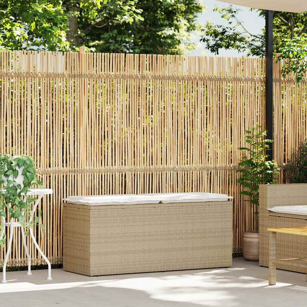 Gartenbank mit Kissen Schwarz 110x40x44 cm Poly Rattan