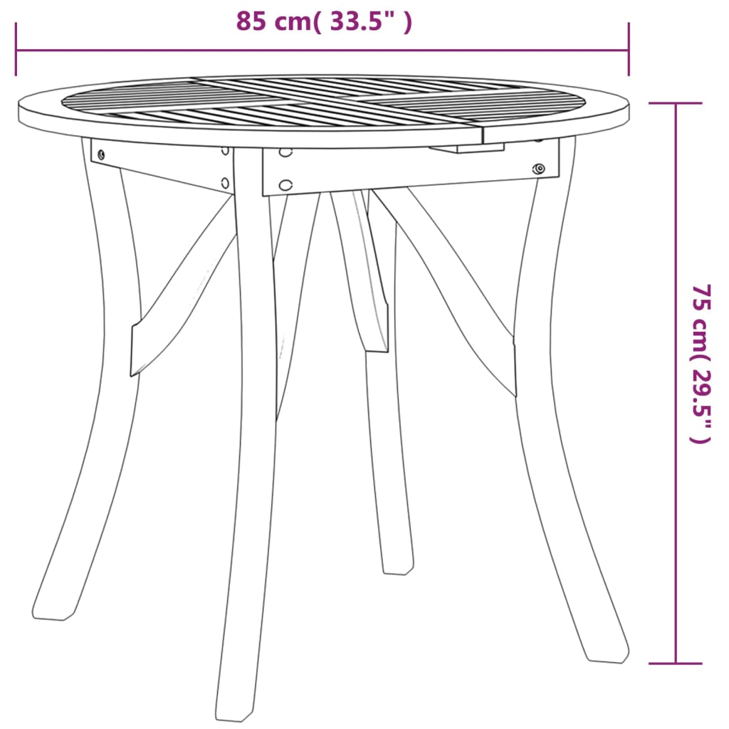 Gartentisch 85x85x75 cm Massivholz Akazie