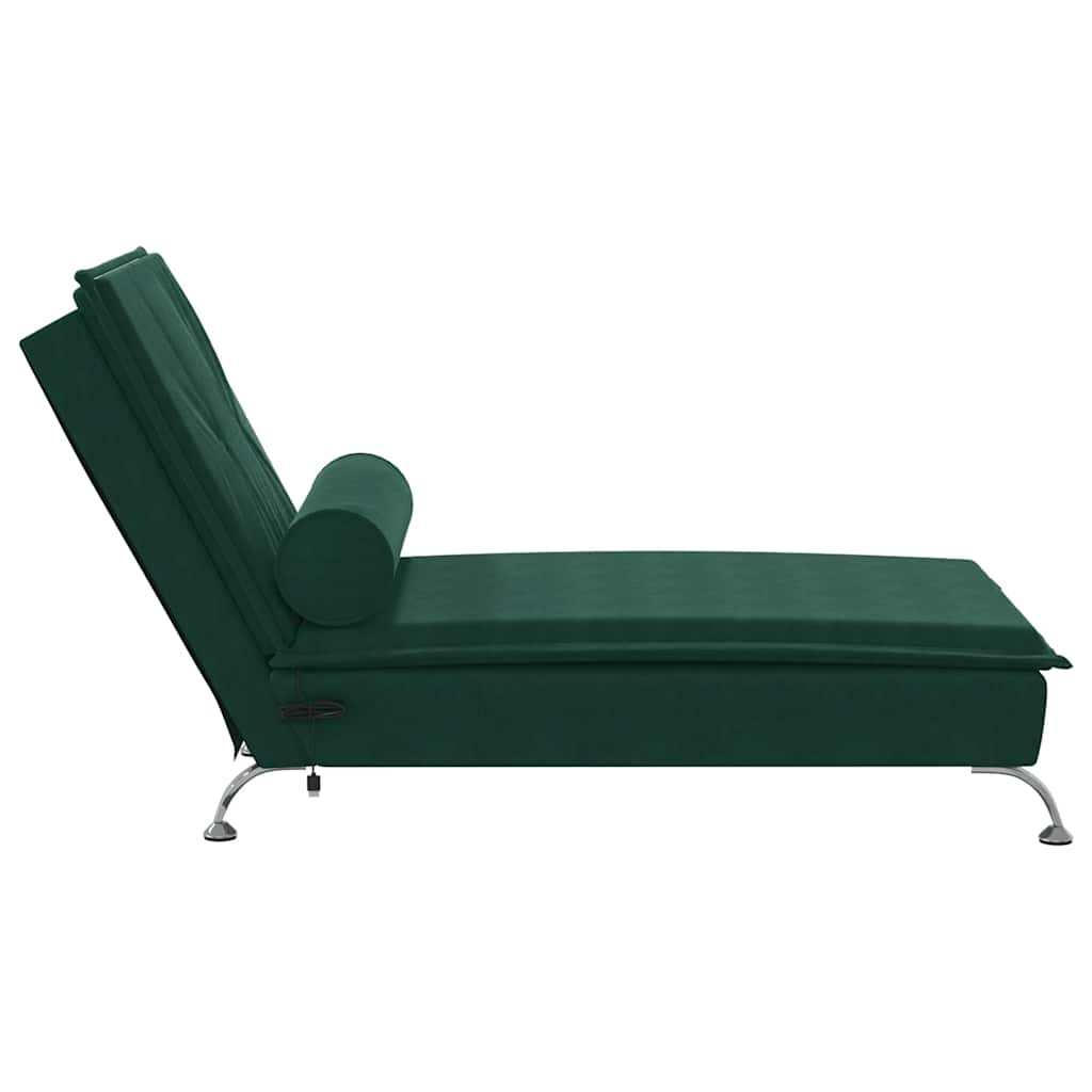 Massage-Chaiselongue mit Nackenrolle Hellgrau Samt