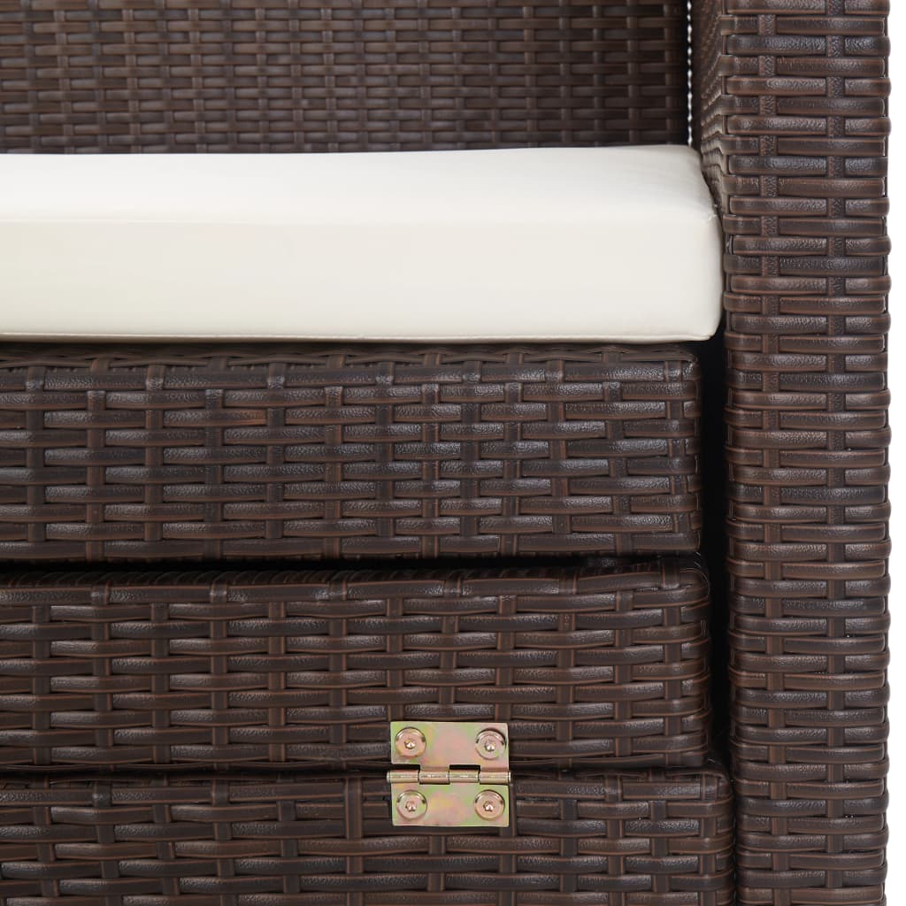 Ausziehbares 3-Sitzer-Schlafsofa mit Dach Poly Rattan Schwarz