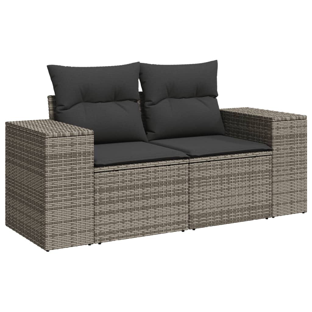 10-tlg. Garten-Sofagarnitur mit Kissen Schwarz Poly Rattan