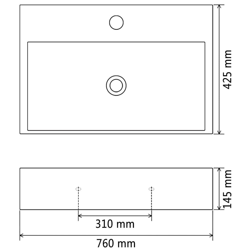 Waschbecken mit Hahnloch Keramik Schwarz 51,5 x 38,5 x 15 cm