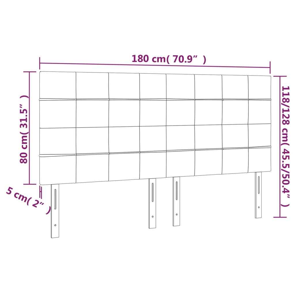 Kopfteil Hellgrau 80x5x118/128 cm Samt