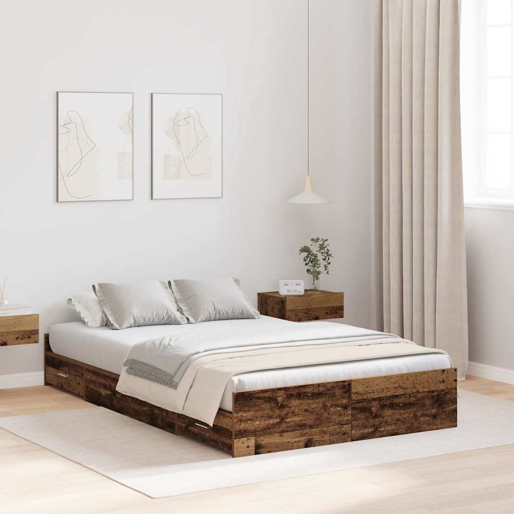 Aufbewahrungsbettgestell Weiß 200 x 200 cm Holzwerkstoff