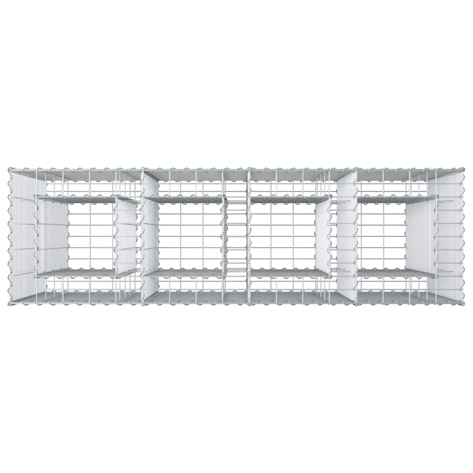 Gabionen Hochbeet 2 pcs Silber 260 x 60 x 55 cm