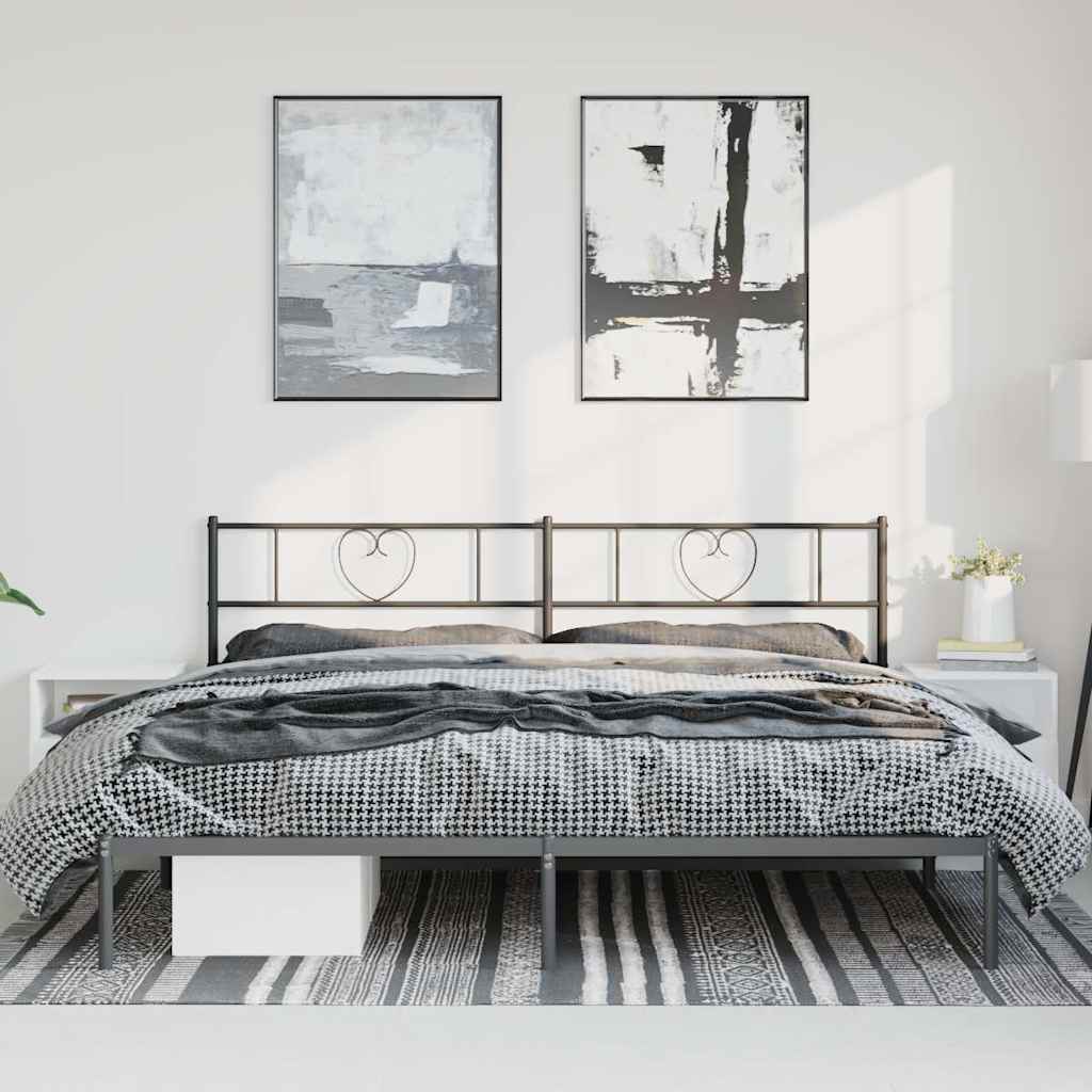 Bettgestell mit Kopfteil Metall Schwarz 100x190 cm