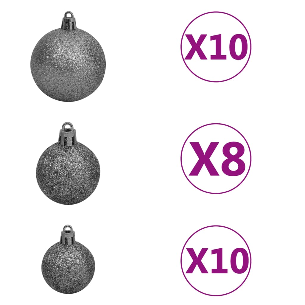 Künstlicher Weihnachtsbaum mit Beleuchtung & Kugeln Weiß 120 cm