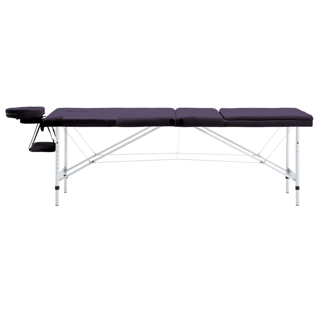 Massagetisch Klappbar 3 Zonen Aluminium Dunkellila