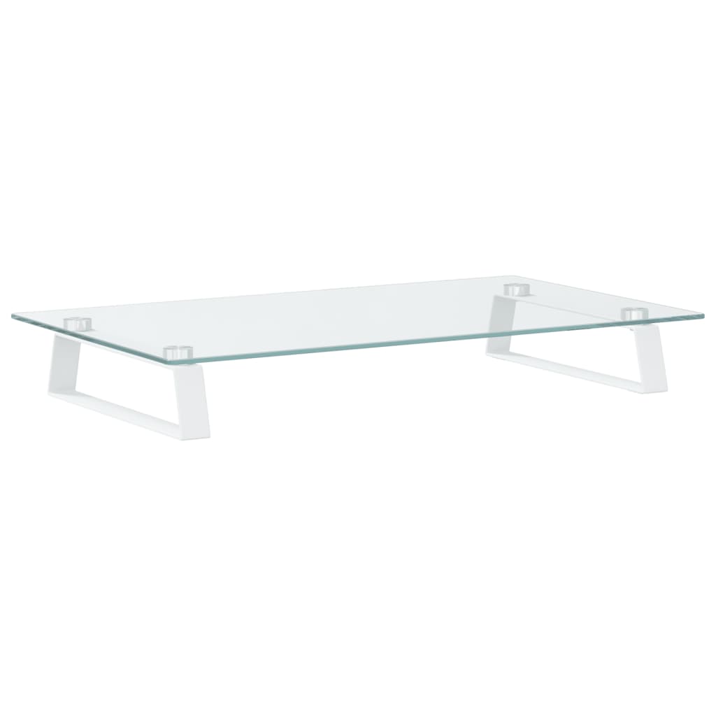 Monitorständer Weiß 60x20x8 cm Hartglas und Metall