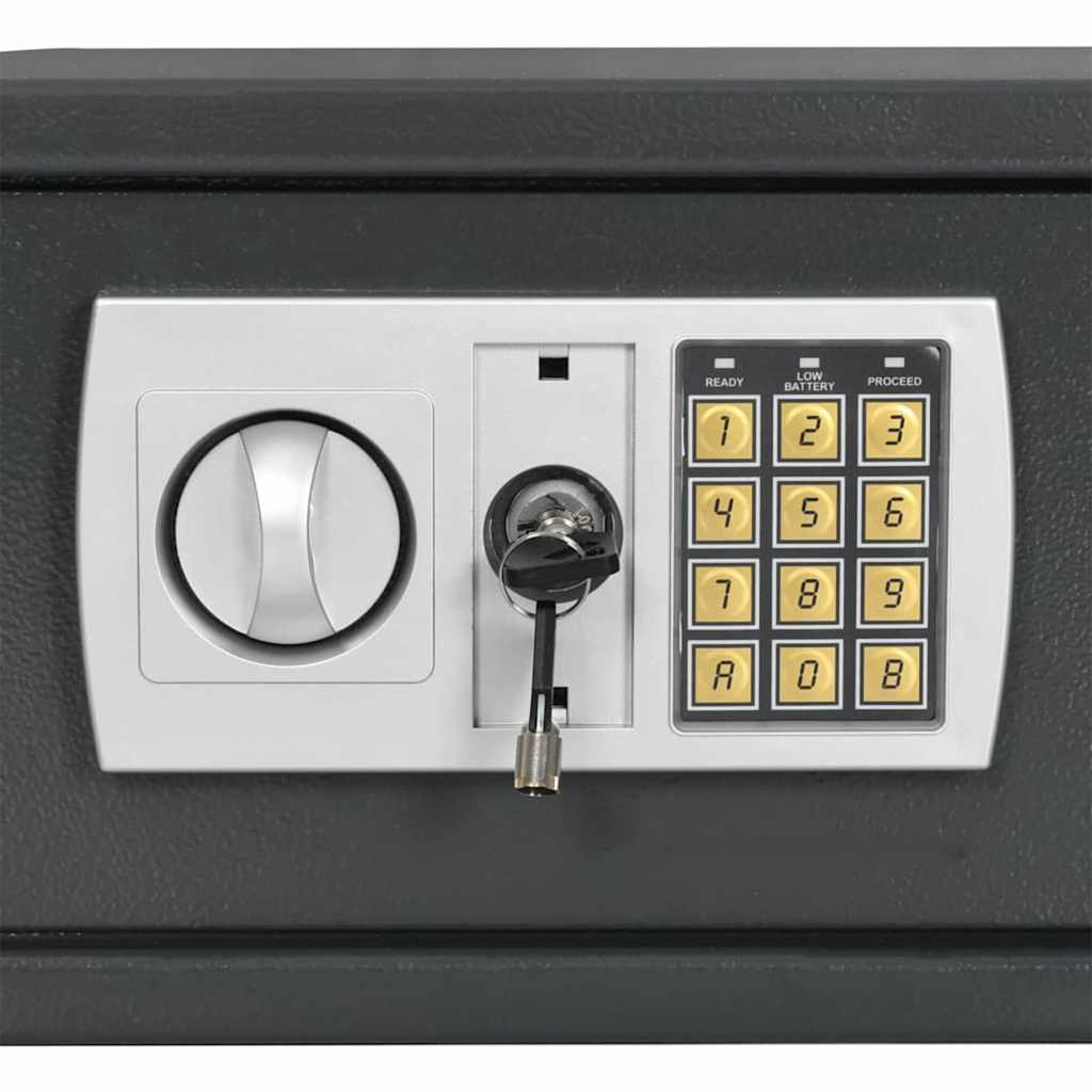 Digitaler Safe mit Schloss Dunkelgrau 23 x 17 x 17 cm Stahl