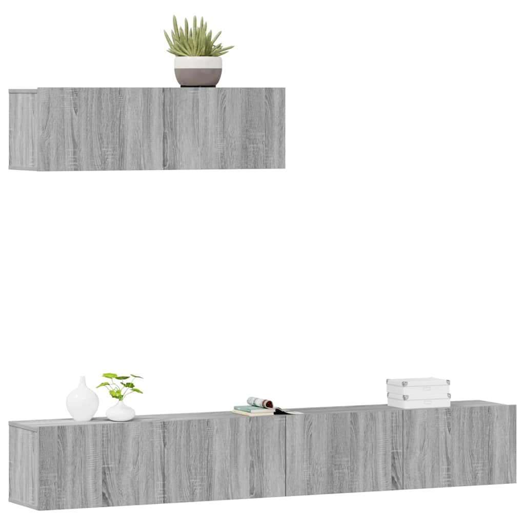3-tlg. TV-Schrank-Set Weiß Holzwerkstoff