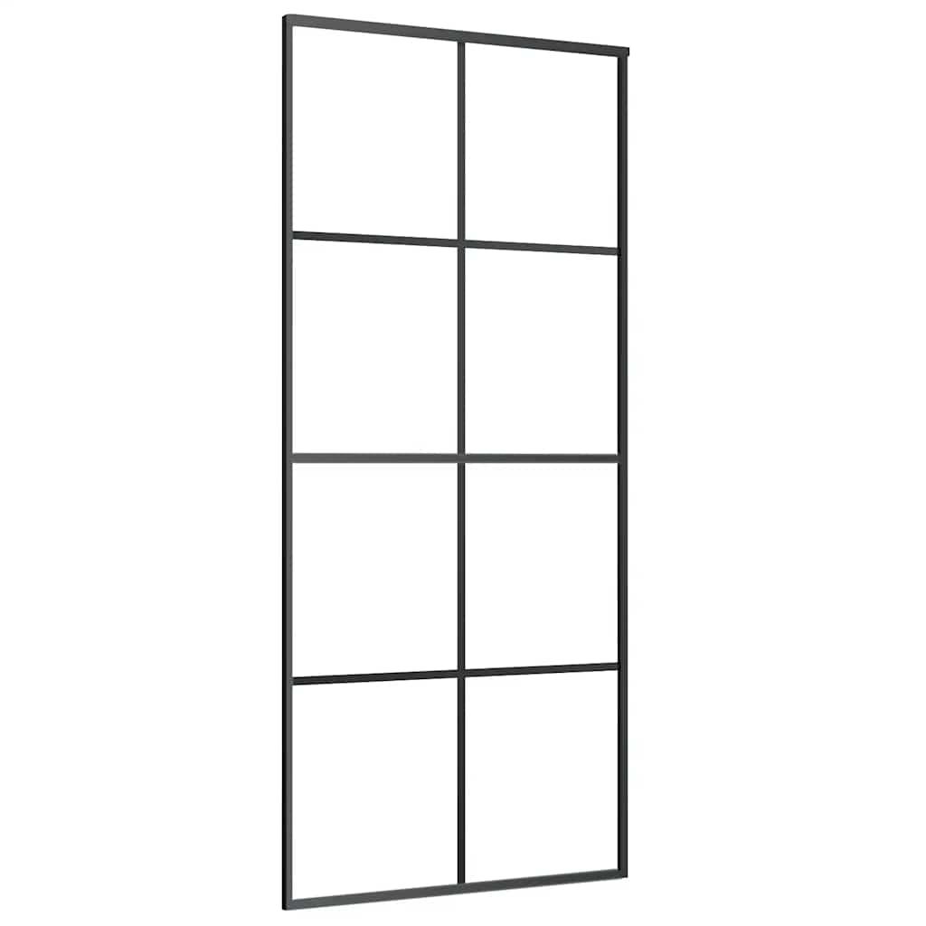 Schiebetür mit Beschlag Schwarz 76x205 cm ESG-Glas