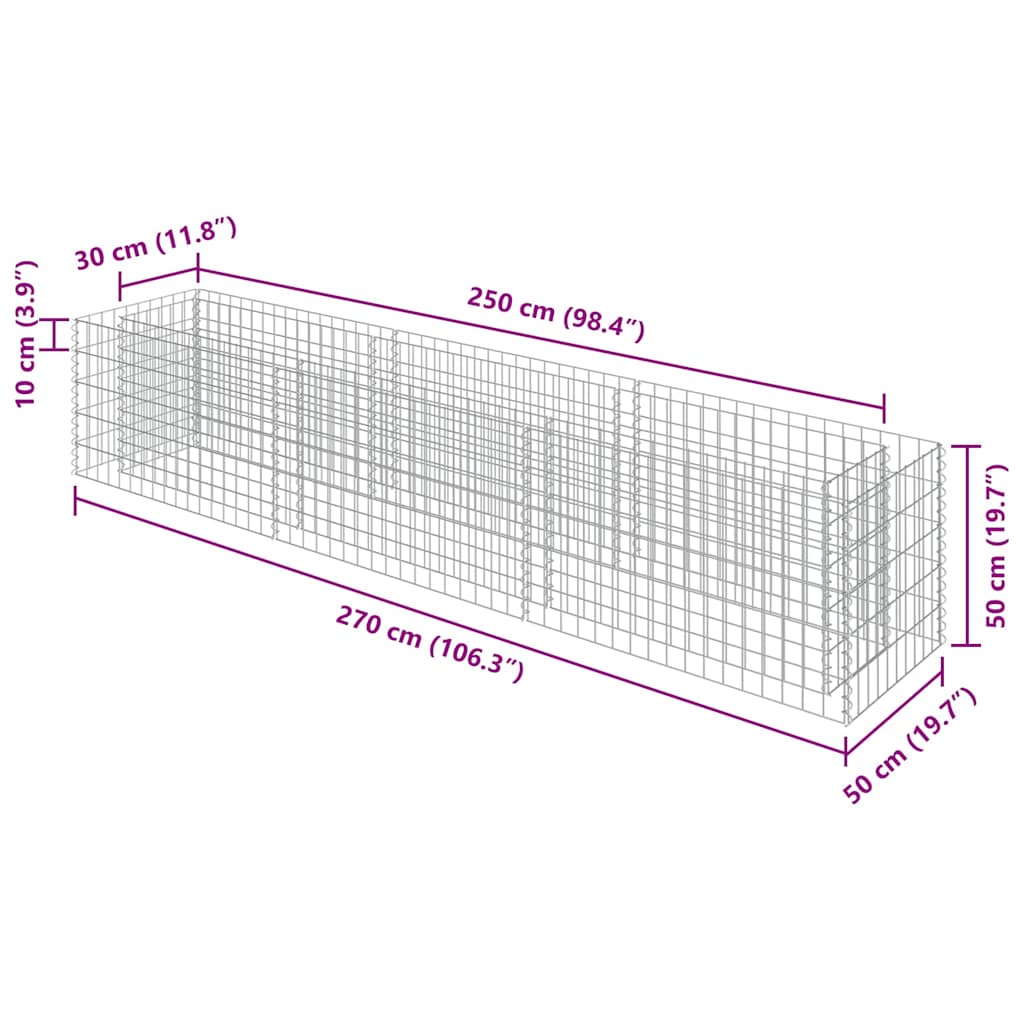 Gabionen-Hochbeet Verzinkter Stahl 450×90×100 cm