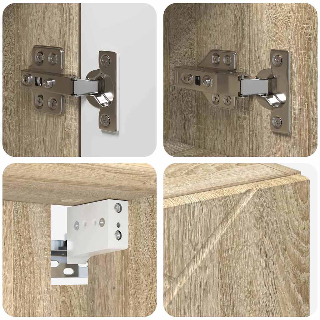Badezimmermöbel-Set mit Tür 5 pcs Weiß Holzwerkstoff & Metall