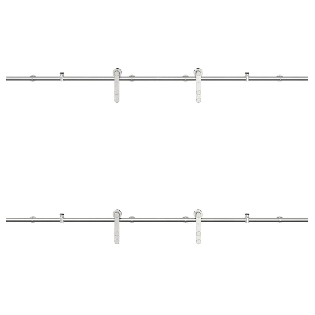 Schiebetür-Beschlagsatz 183 cm Edelstahl Silbern