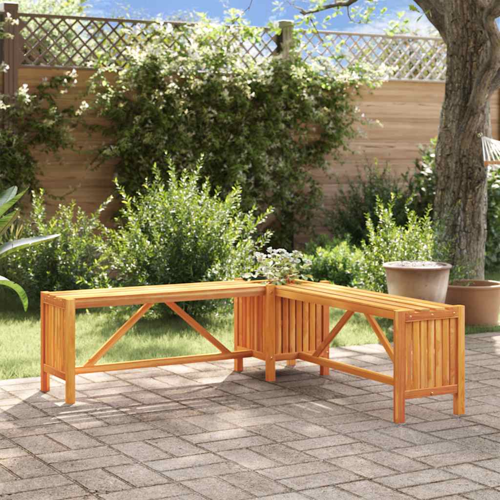Gartenbank mit 2 Pflanzkübeln 150 cm Massivholz Akazie Grau