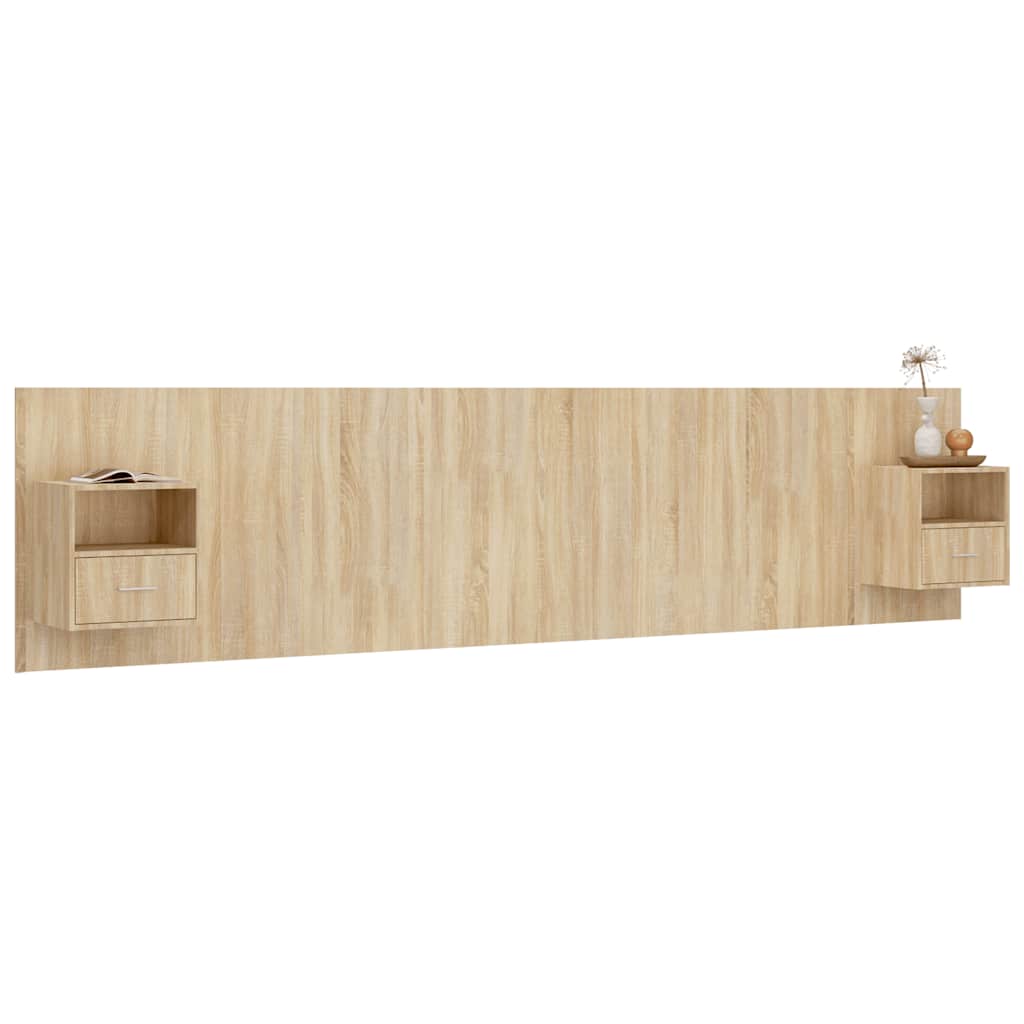 Kopfteil mit Nachttischen Weiß Holzwerkstoff