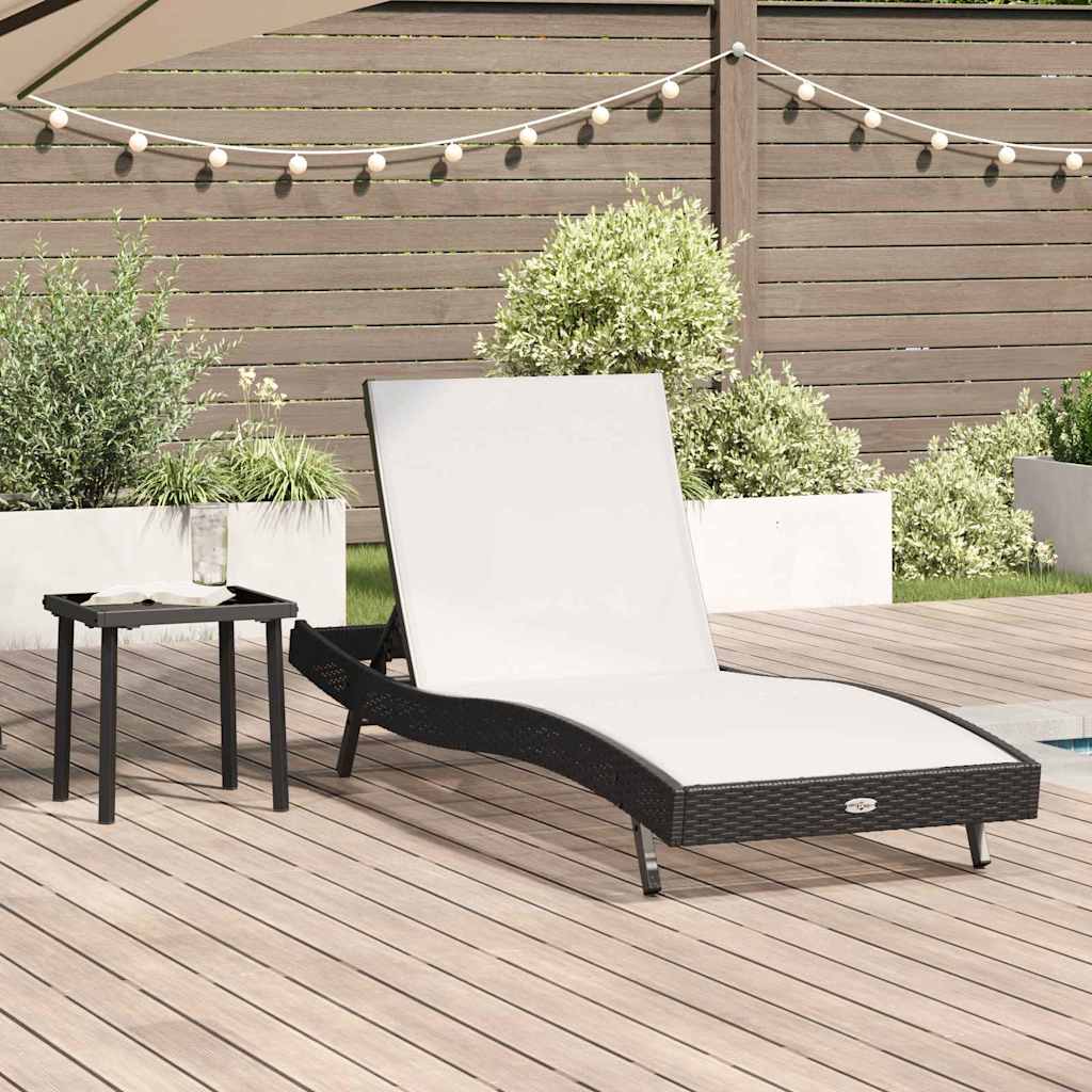 Sonnenliege 2 pcs Schwarz und Braun Poly-Rattan