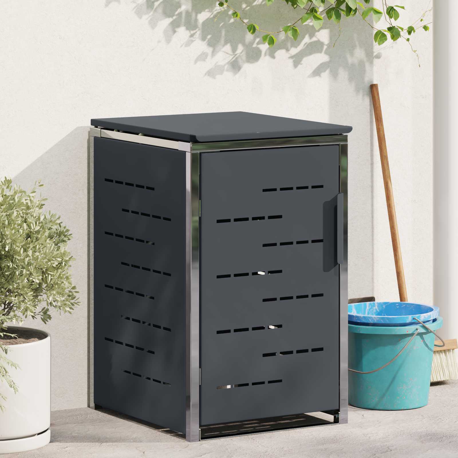 Mülltonnenbox for 2 Bins 240L Edelstahl Schwarz