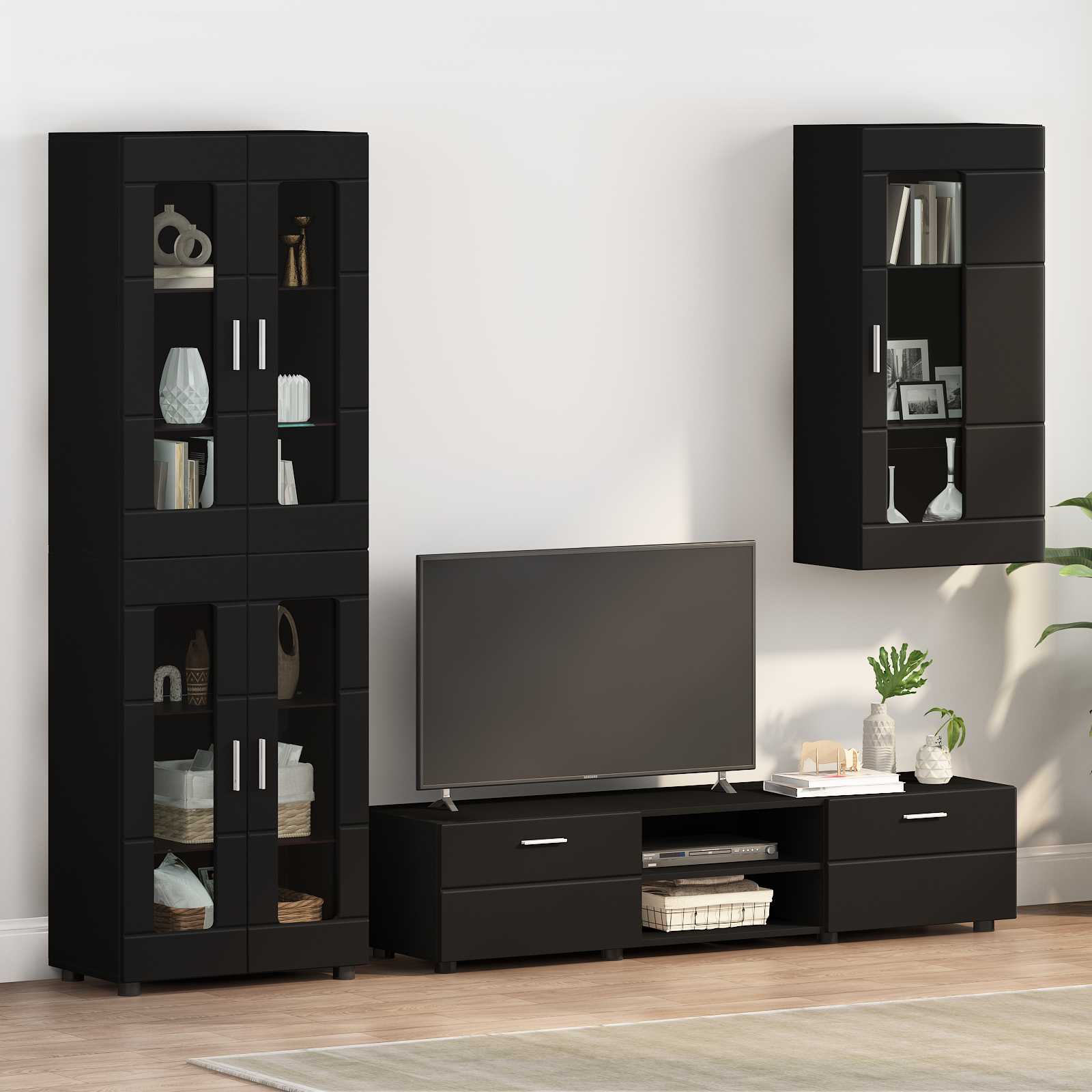 Highboard mit Regal FLORIN Weiß 60 x 35 x 182 cm Holzwerkstoff