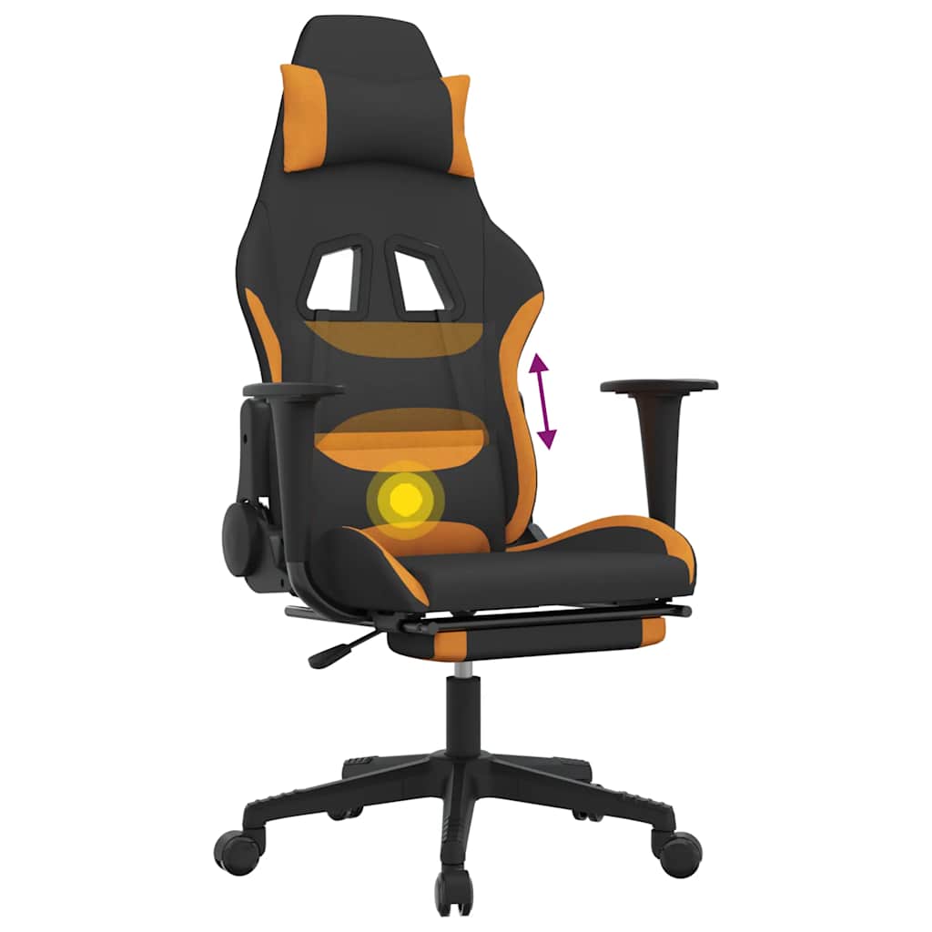 Gaming-Stuhl mit Massagefunktion Schwarz und Creme Stoff