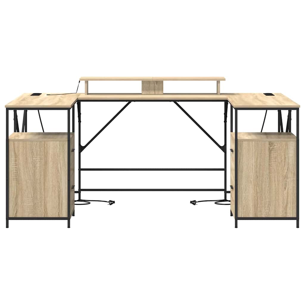 Schreibtisch mit Regal Schwarz Eichen-Optik 182 x 101 x 87,5 cm
