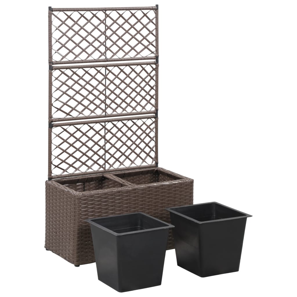 Hochbeet mit Rankgitter 1 Topf 30x30x107cm Poly Rattan Schwarz