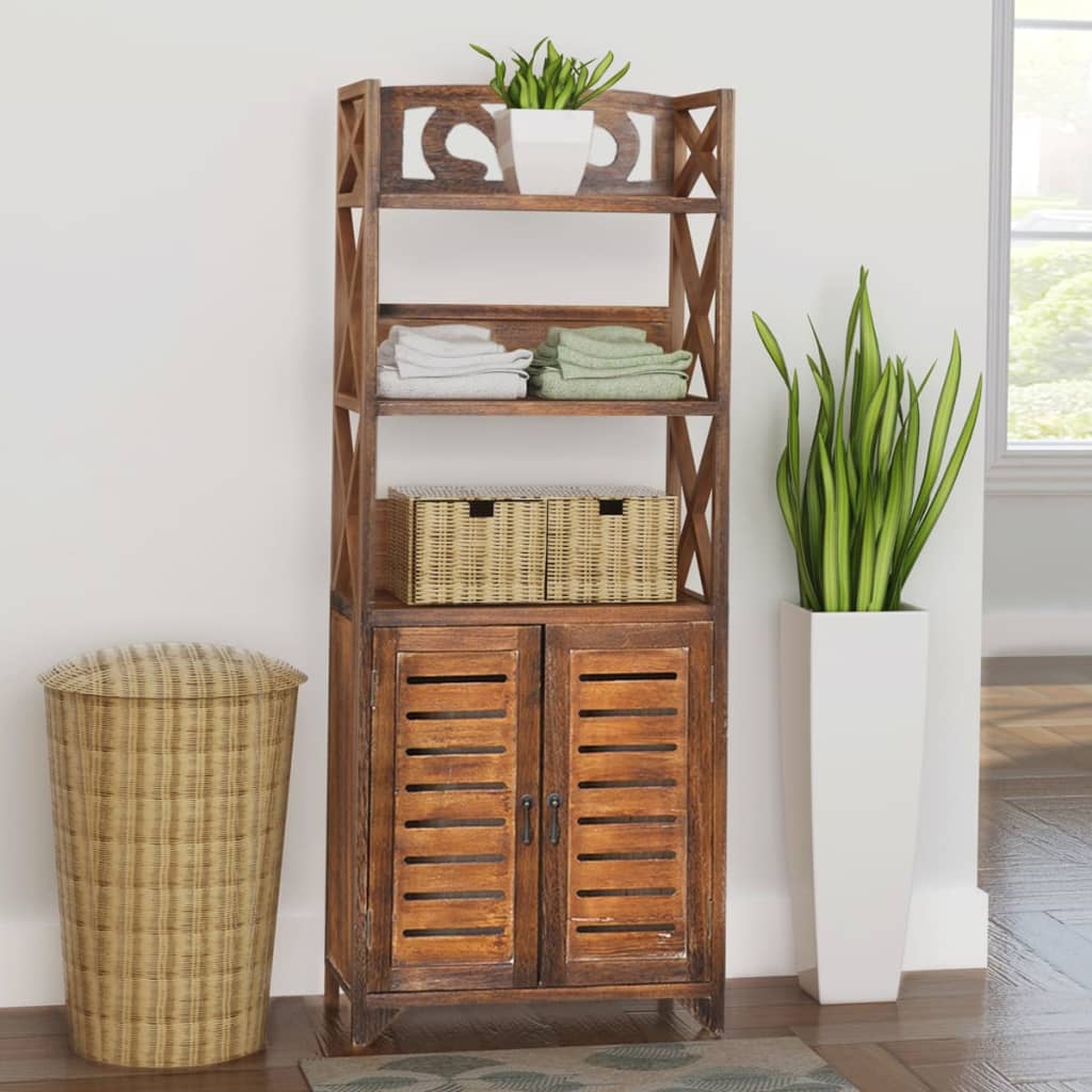 Badezimmerschrank Albuquerque Holz Weiß 46x24x117,5 cm