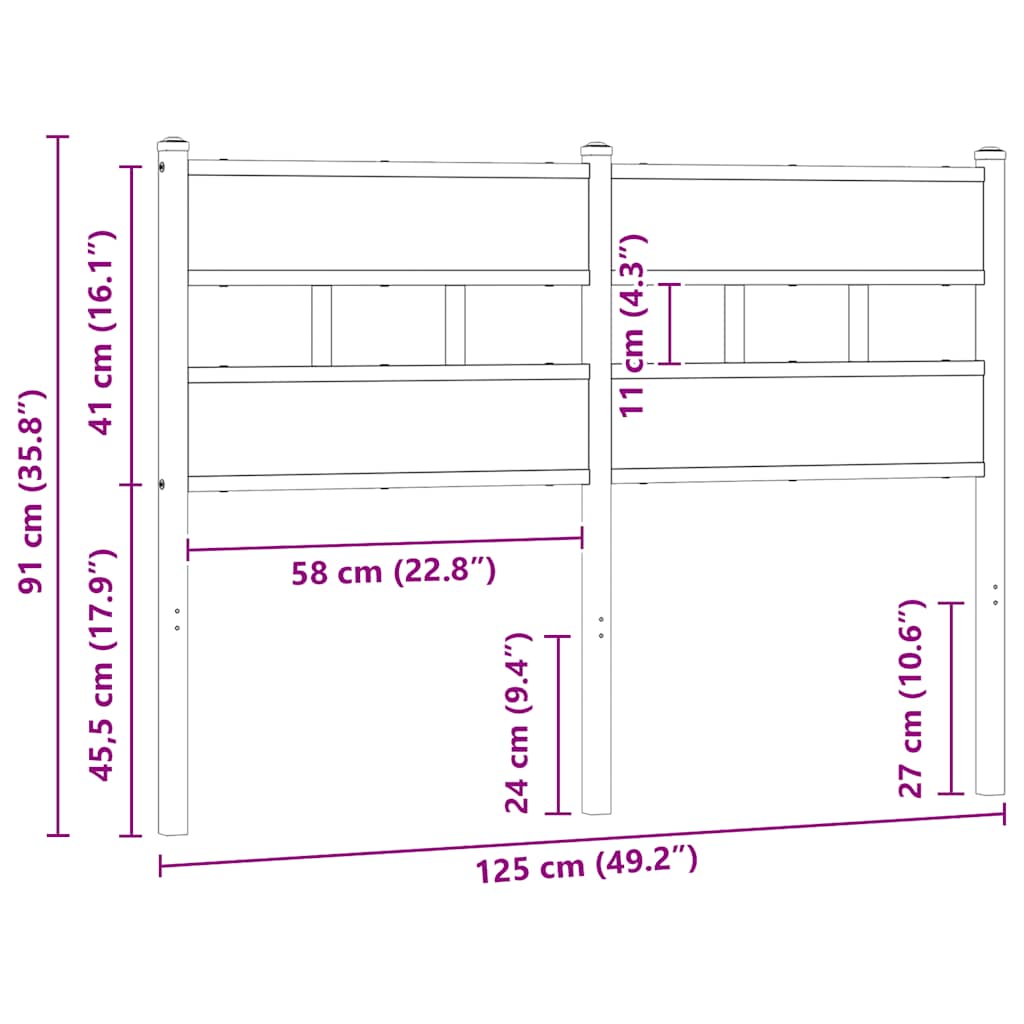 Ersatz-Kopfteil Räuchereiche 100 cm Eisen und Holzwerkstoff