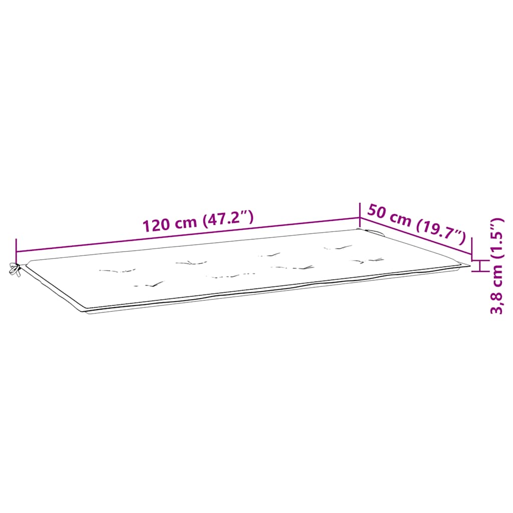 Batavia-Gartenbank mit Anthrazit Kissen 120 cm Teak Massivholz