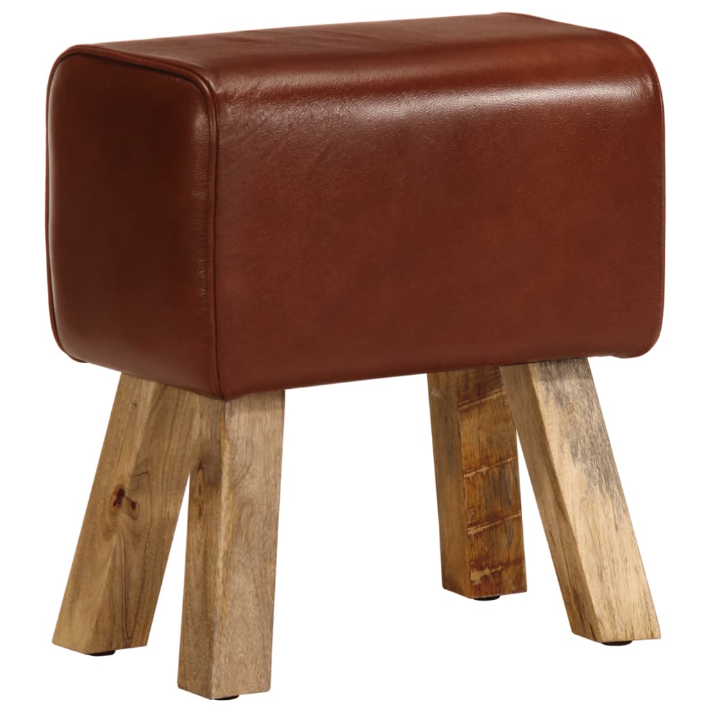 Bank Turnbock-Design 160cm Braun Echtleder Massivholz Akazie