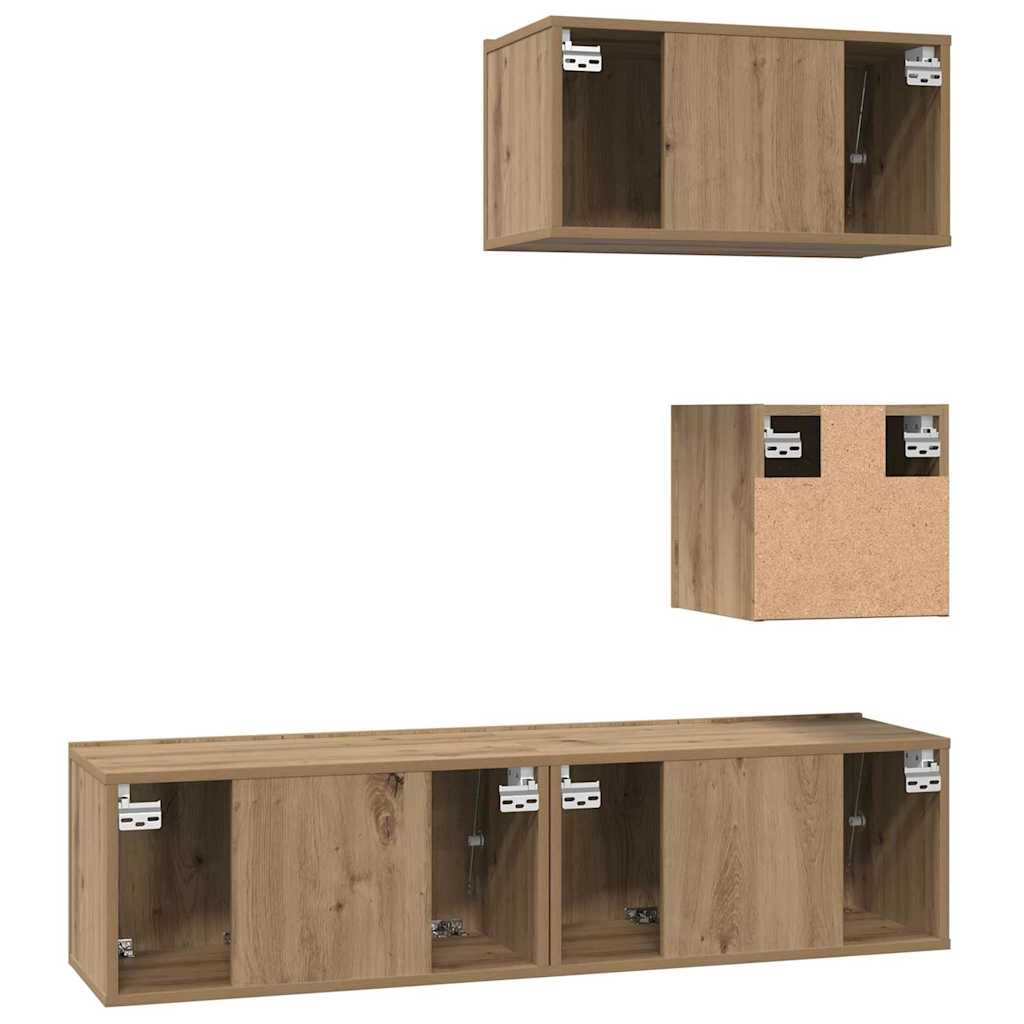 4-tlg. TV-Schrank-Set Weiß Holzwerkstoff