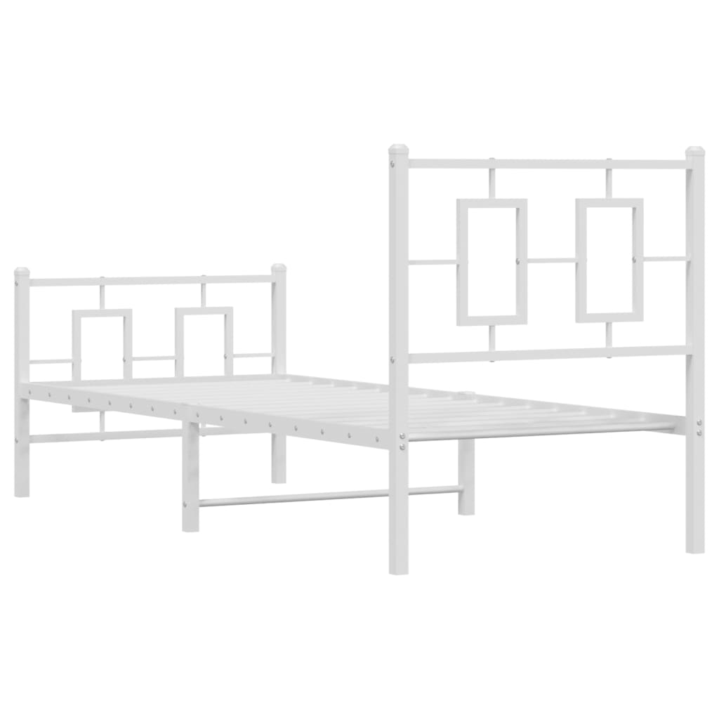 Bettgestell mit Kopf- und Fußteil Metall Weiß 180x200 cm