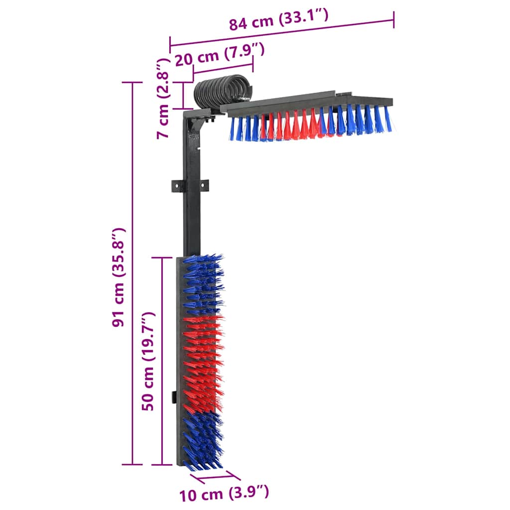 Kühbürste Verstellbar Schwarz und Weiß 84 x 10 x 91 cm PVC