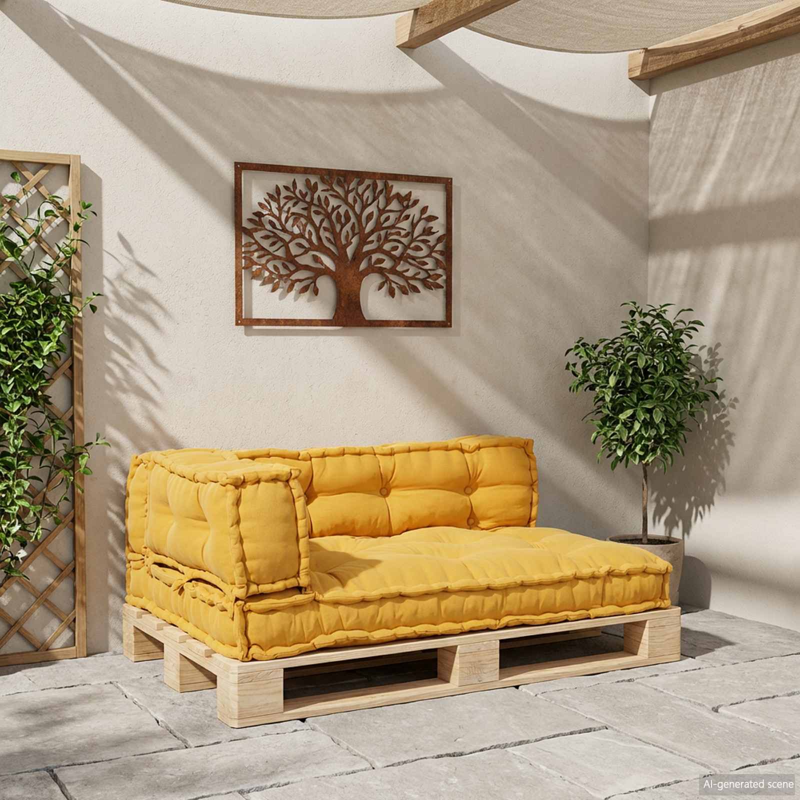 Palettensofa-Auflage Mehrfarbig Stoff Patchwork